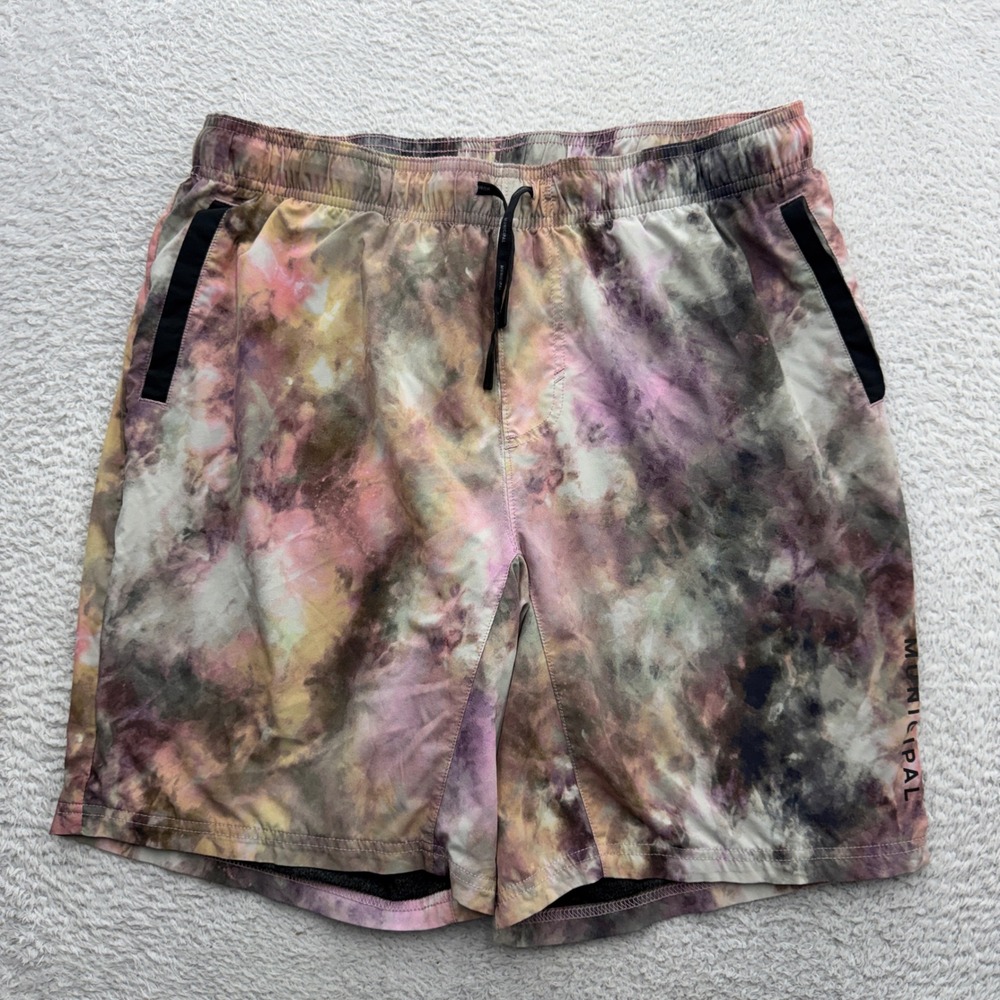 Municipal Sport Utility Gear Mens Large Tie Dye Athletic Shorts Purple Pink L